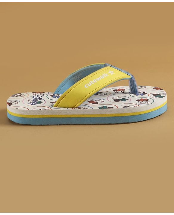 Cute Walk by Babyhug Disney Slip On Flip Flops with Minnie Mouse Print - Yellow