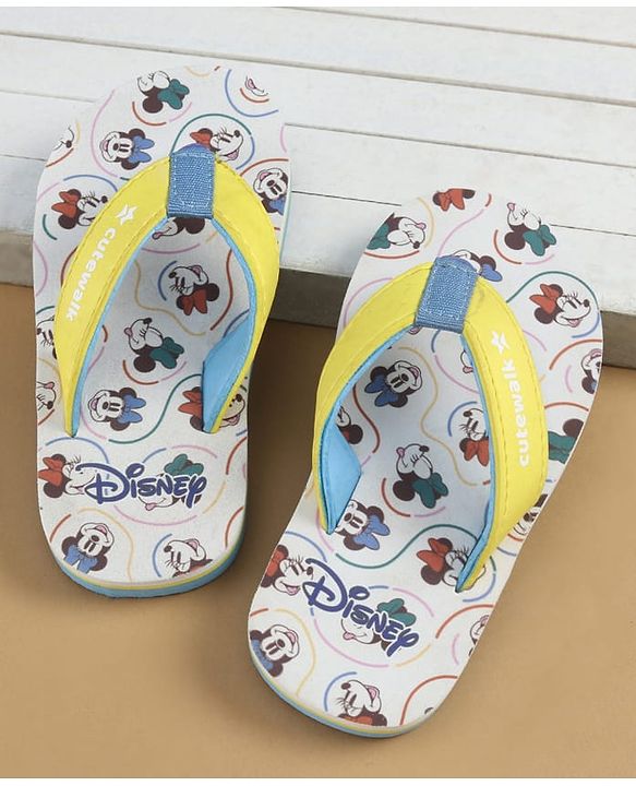 Cute Walk by Babyhug Disney Slip On Flip Flops with Minnie Mouse Print - Yellow