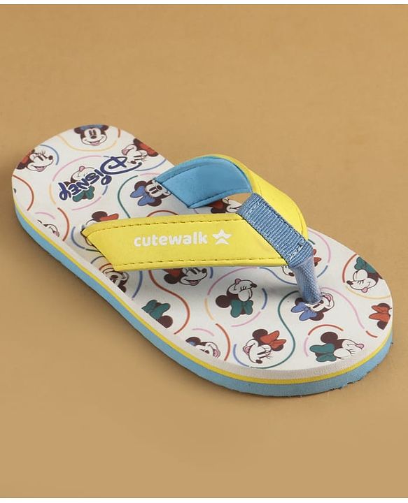 Cute Walk by Babyhug Disney Slip On Flip Flops with Minnie Mouse Print - Yellow