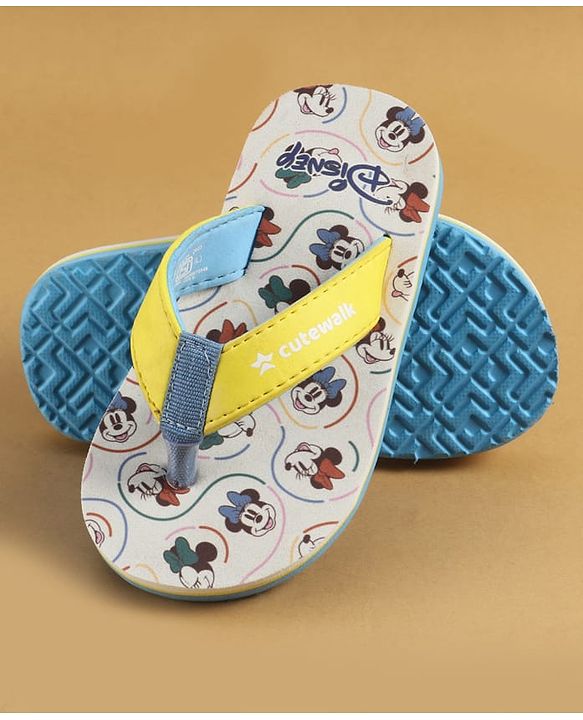 Cute Walk by Babyhug Disney Slip On Flip Flops with Minnie Mouse Print - Yellow