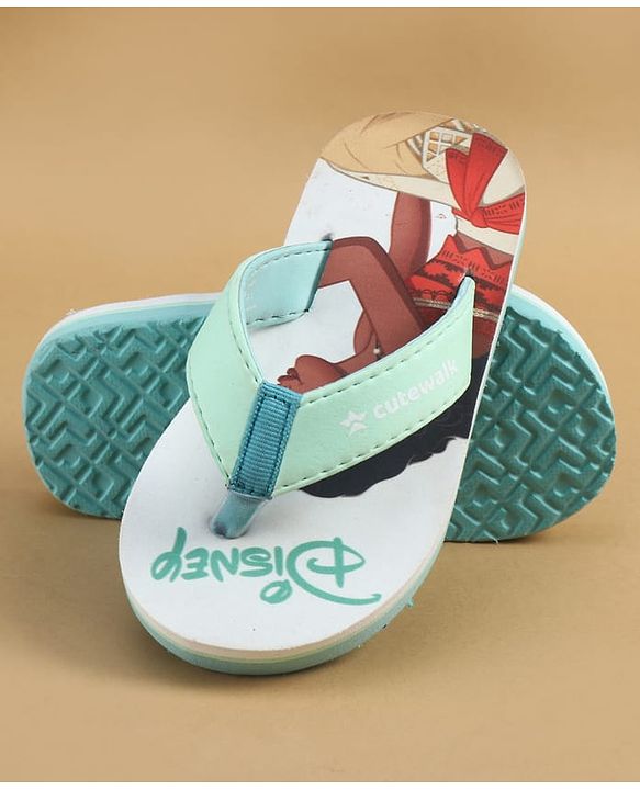Cute Walk by Babyhug Disney Slip On Flip Flops with Disney Princes Print - Mint