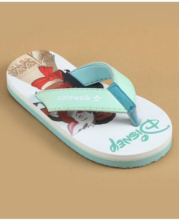 Cute Walk by Babyhug Disney Slip On Flip Flops with Disney Princes Print - Mint