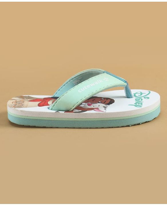 Cute Walk by Babyhug Disney Slip On Flip Flops with Disney Princes Print - Mint