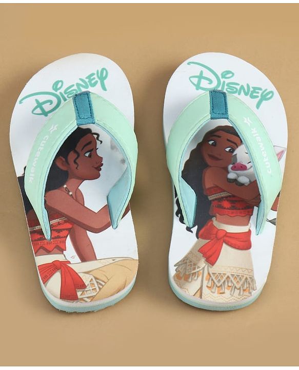 Cute Walk by Babyhug Disney Slip On Flip Flops with Disney Princes Print - Mint