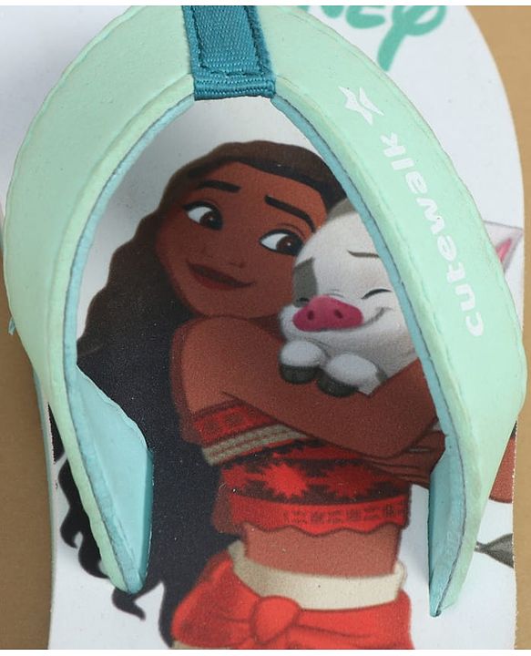 Cute Walk by Babyhug Disney Slip On Flip Flops with Disney Princes Print - Mint