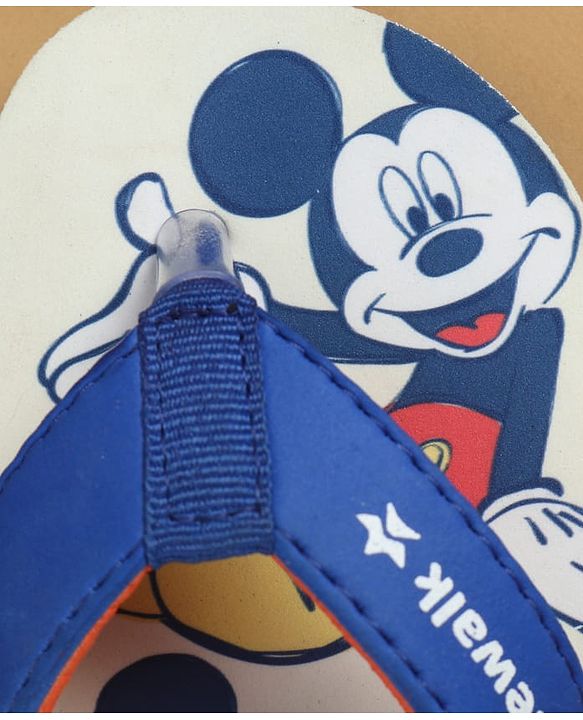 Cute Walk by Babyhug Disney Flip Flops with Back Strap & Mickey Mouse Print - Blue