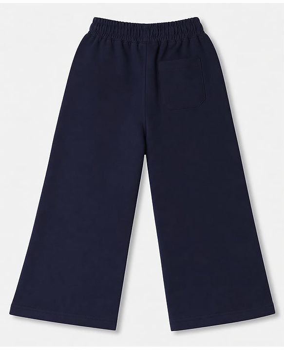 Pine Kids Cotton Knit Full Length Lounge Pants With Hello Enjoy Everyday Text Print- Navy Blue