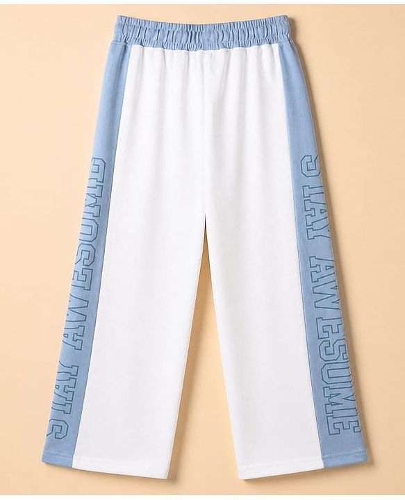Pine Kids Knit Full Length Lounge Pant With Text Print - White