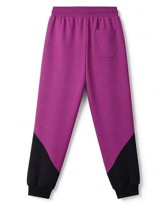 Pine Kids Cotton Knit Full Length Lounge & Track Pants With Text Print - Purple