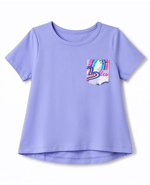 Pine Kids Cotton Knit Half Sleeves Heart Printed T-Shirt & Capri Night Suit - Lavender