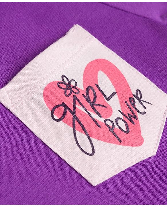 Pine Kids Cotton Knit Half Sleeves Floral Printed Top & Capri Night Suit - Lavender