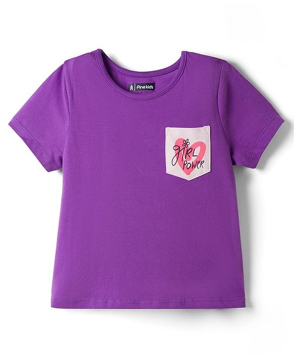 Pine Kids Cotton Knit Half Sleeves Floral Printed Top & Capri Night Suit - Lavender