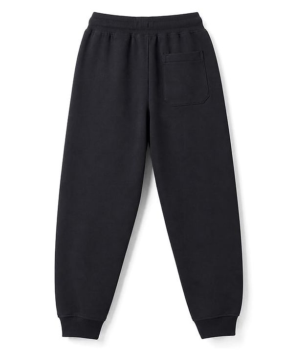 Pine Kids Cotton Knit Full Length Lounge & Track Pants With Text Print - Black
