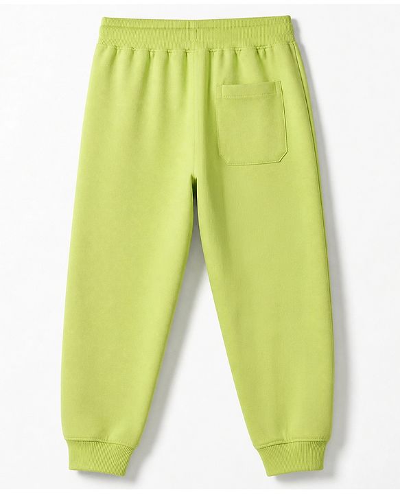Pine Kids Knit Track Pant With Text Print - Limegreen