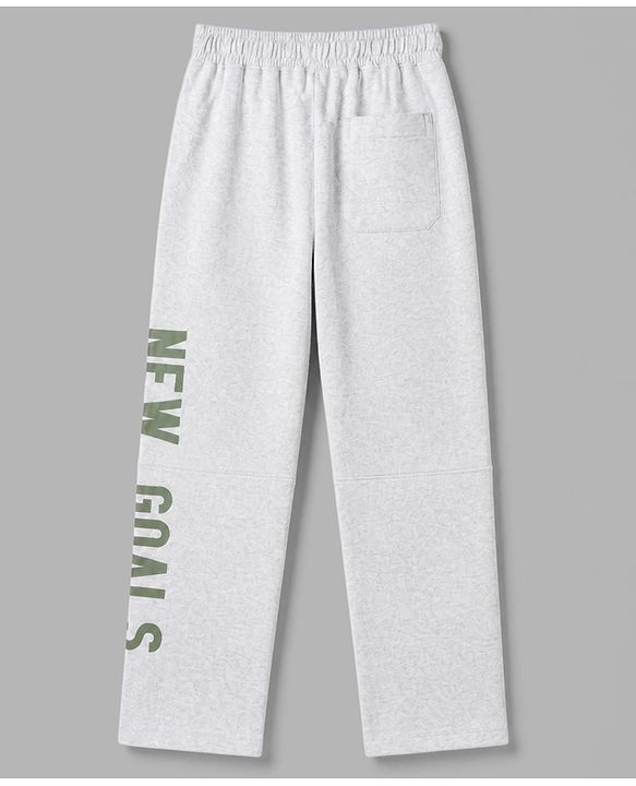 Pine Kids Knit Full Length Track Pant With Text Print - Grey