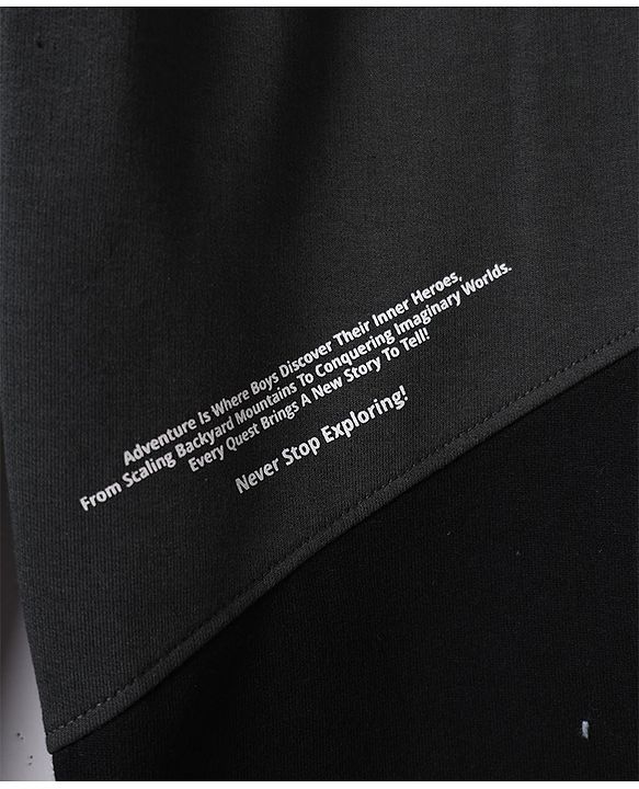 Pine Kids Cotton Knit Full Length Lounge Pant with Text Print - Black