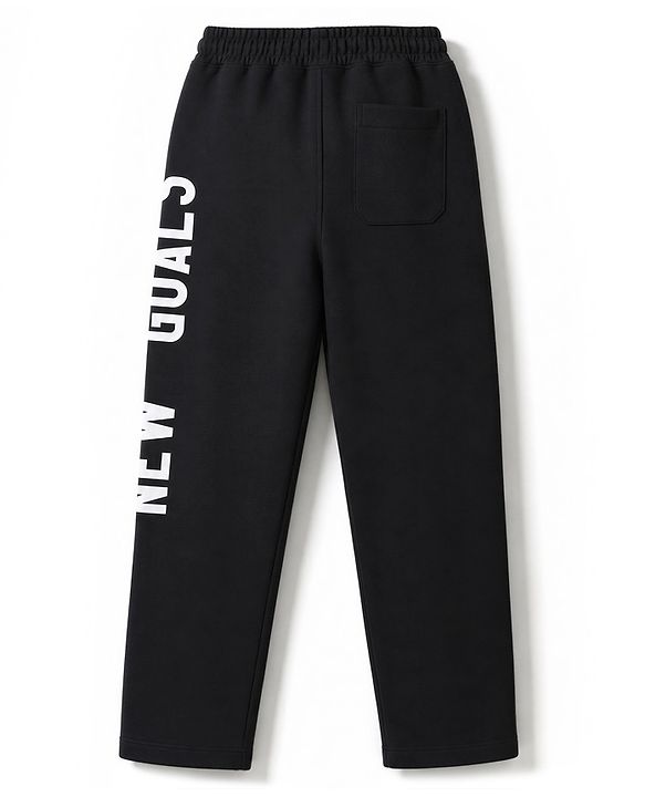 Pine Kids Cotton Knit Full Length Track Pants With Text Print - Dark Grey