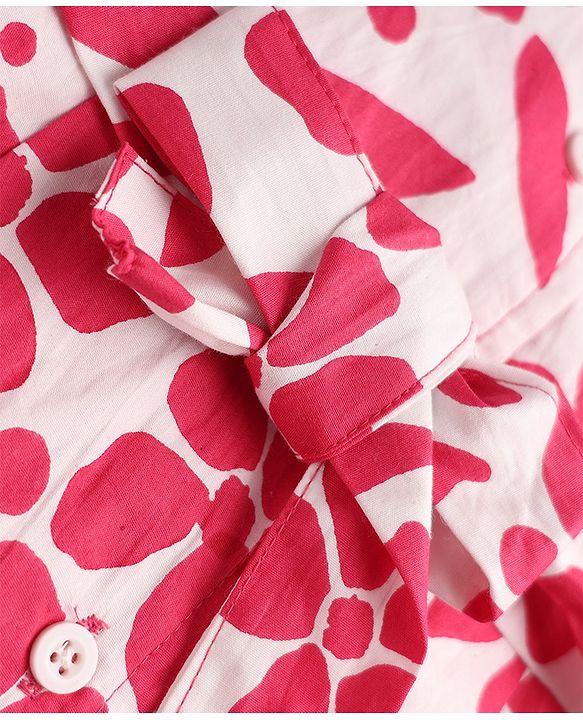 Pine Kids Cotton Woven One Piece Dress with Sleeveless and Floral Print in Dark Pink for 4-5 Years