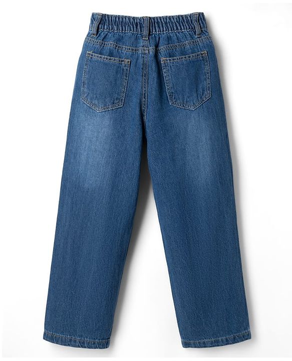 Pine Kids Denim Woven Full Length Washed Jeans - Blue