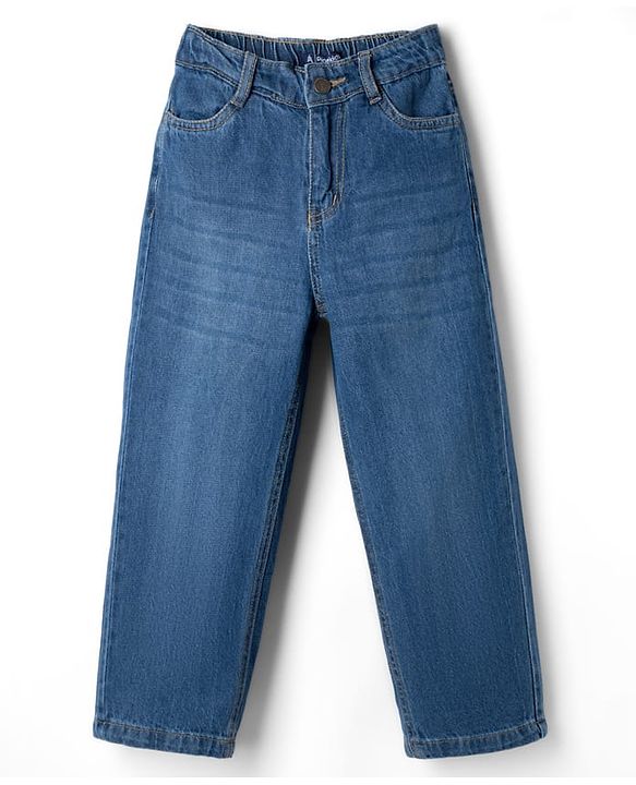 Pine Kids Denim Woven Full Length Washed Jeans - Blue