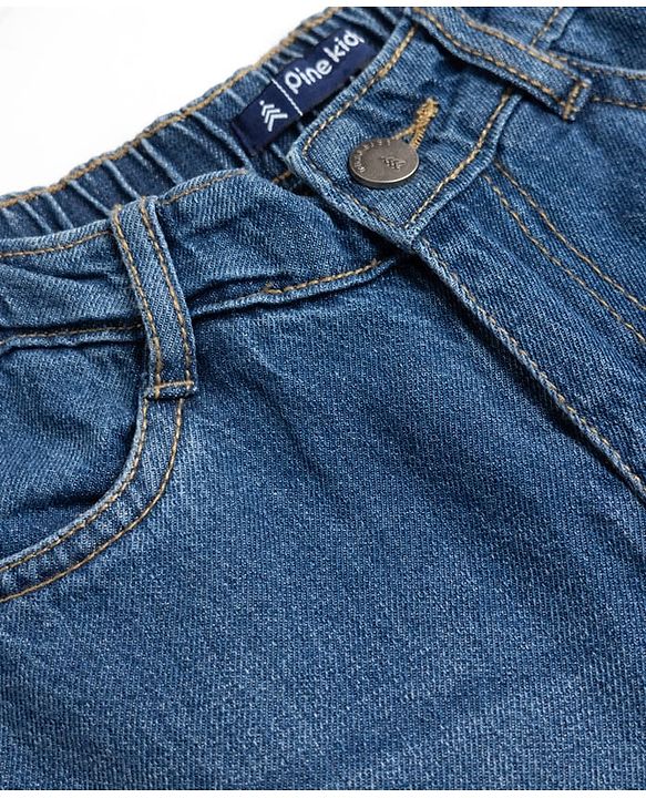 Pine Kids Denim Woven Full Length Washed Jeans - Blue