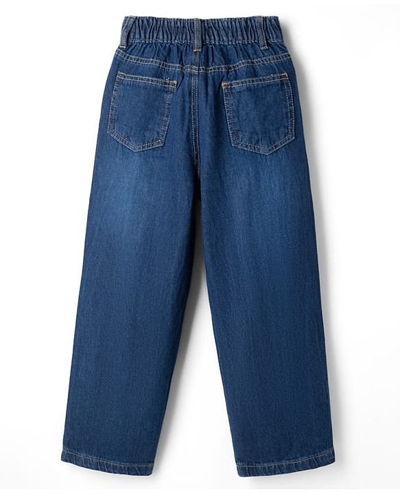 Pine Kids Denim Woven Full Length Washed Jeans - Navy Blue