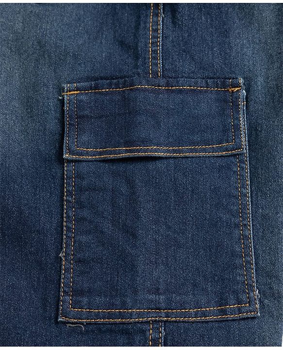 Pine Kids Denim Woven Full Length Jeans with Cargo Pockets - Blue