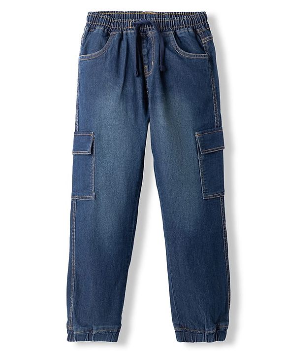 Pine Kids Denim Woven Full Length Jeans with Cargo Pockets - Blue