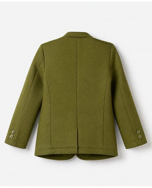 Pine Kids Cotton Mix Knit Full Sleeves Solid Blazer With T Shirt - Olive Green