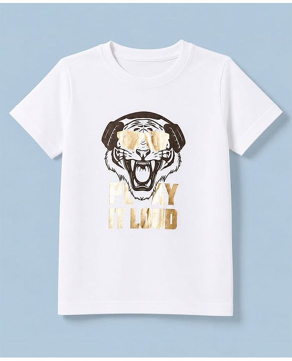 Pine Kids Cotton Mix Knit Full Sleeves Blazer & Lion Printed T-Shirt - Brown
