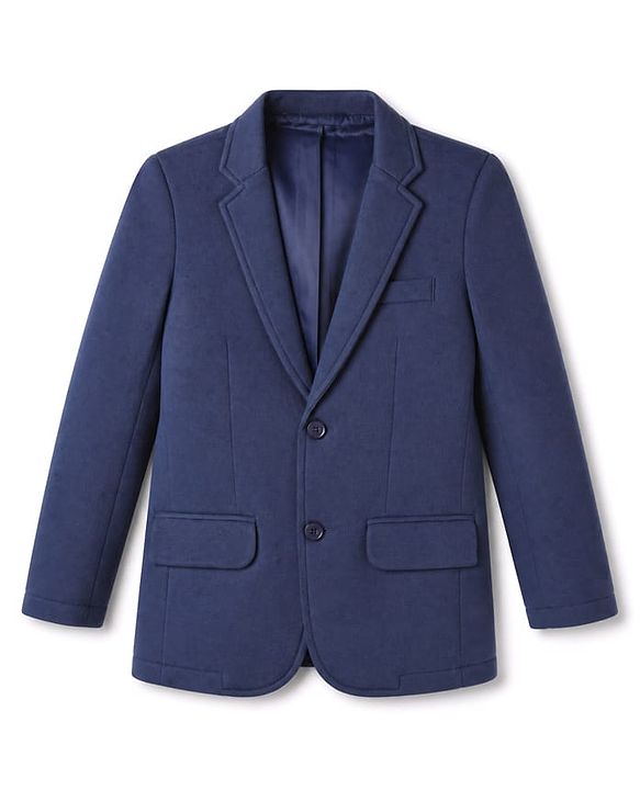 Pine Kids Cotton Mix Knit Full Sleeves Blazer With Text Printed Inner Tee - Navy Blue