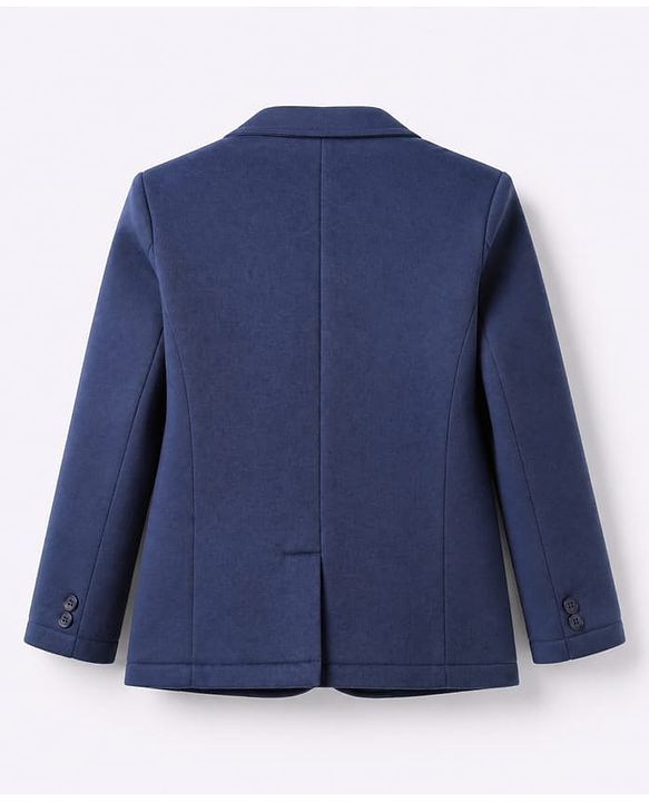 Pine Kids Cotton Mix Knit Full Sleeves Blazer With Text Printed Inner Tee - Navy Blue