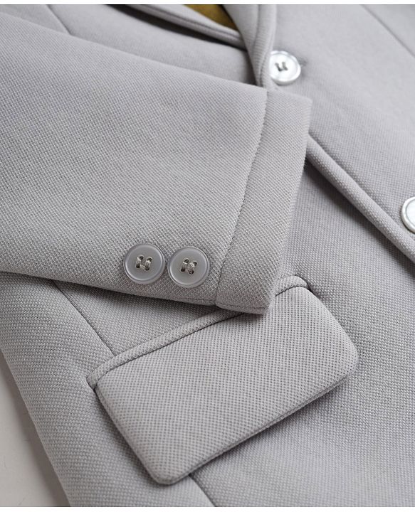 Pine Kids Cotton Mix Knit Full Sleeves Solid Blazer With Text Printed Inner Tee - Grey