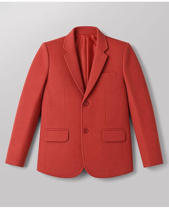Pine Kids Cotton Knit Full Sleeves Blazer With Beyond Future Text Print - Coral