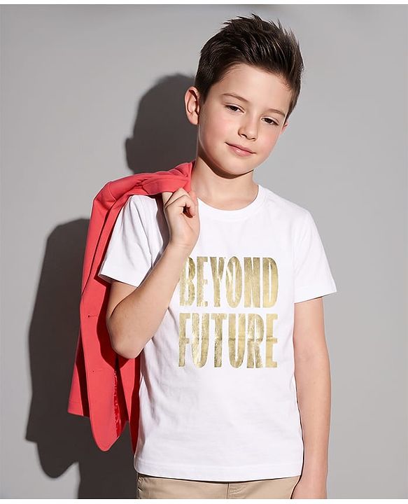 Pine Kids Cotton Knit Full Sleeves Blazer With Beyond Future Text Print - Coral