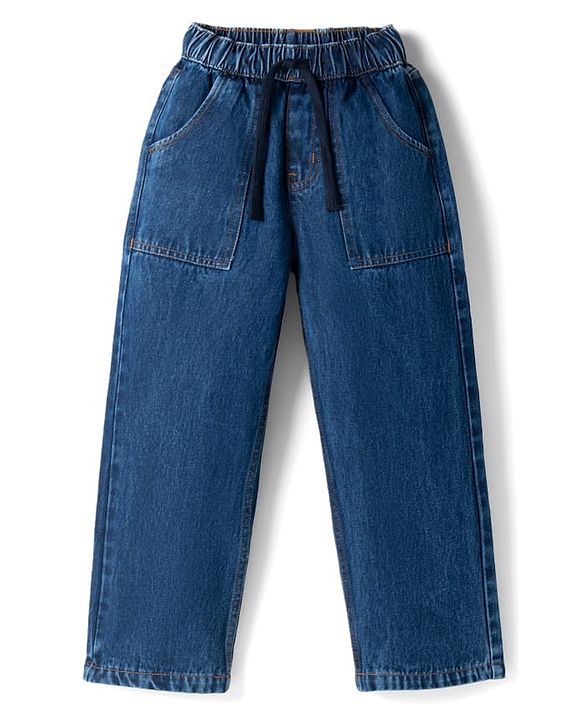 Pine Kids Cotton Elastane Woven Denim Full Length Jeans in Blue