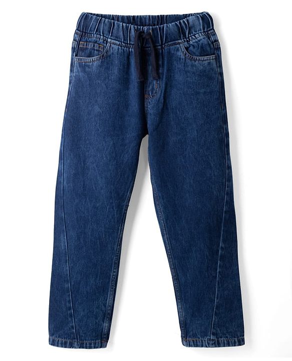 Pine Kids Cotton Elastane Woven Denim Full Length Jeans in Royal Blue