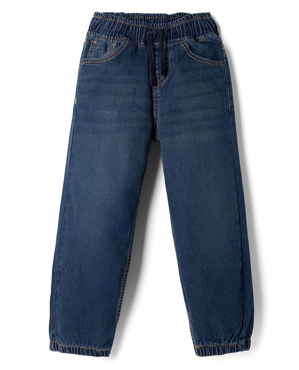 Pine Kids Cotton Mix Woven Solid Denim Jeans in Navy Blue