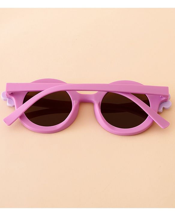 Babyhug Free Size Solid Color Sunglasses with Floral Applique - Mauve