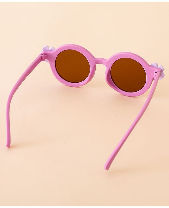 Babyhug Free Size Solid Color Sunglasses with Floral Applique - Mauve