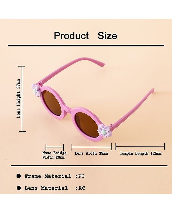 Babyhug Free Size Solid Color Sunglasses with Floral Applique - Mauve