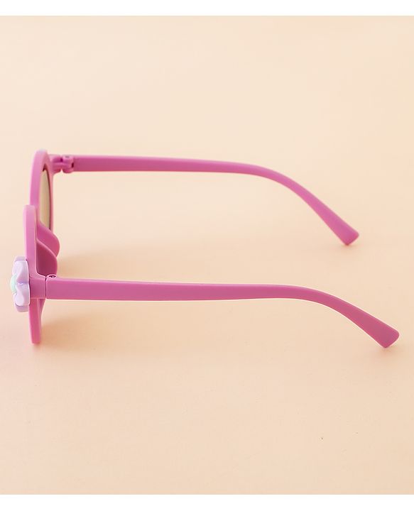 Babyhug Free Size Solid Color Sunglasses with Floral Applique - Mauve