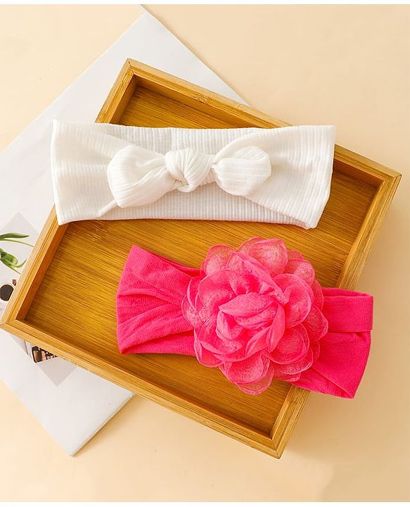 Floral Bow Stretch Baby & Kids Headband - Pink & White
