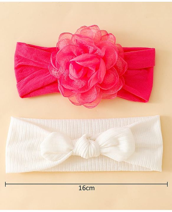 Floral Bow Stretch Baby & Kids Headband - Pink & White