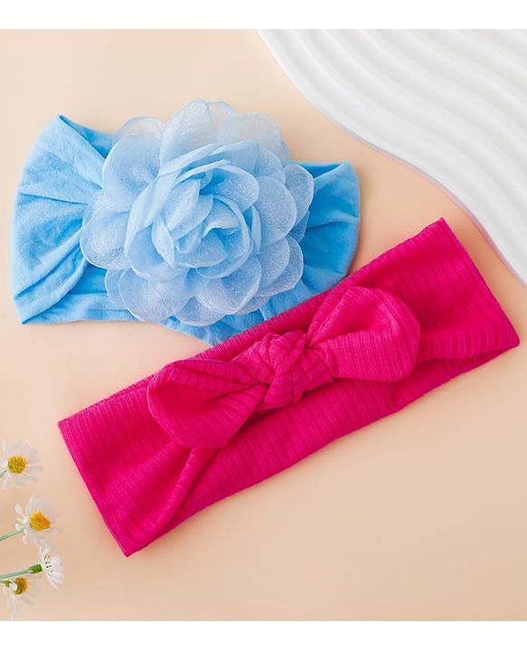 Floral Bow Stretch Baby & Kids Headband - Pink & White