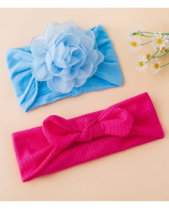 Floral Bow Stretch Baby & Kids Headband - Pink & White