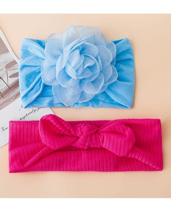 Floral Bow Stretch Baby & Kids Headband - Pink & White