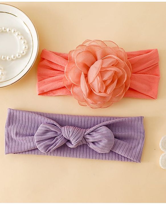 Floral Bow Stretch Baby & Kids Headband - Pink & White