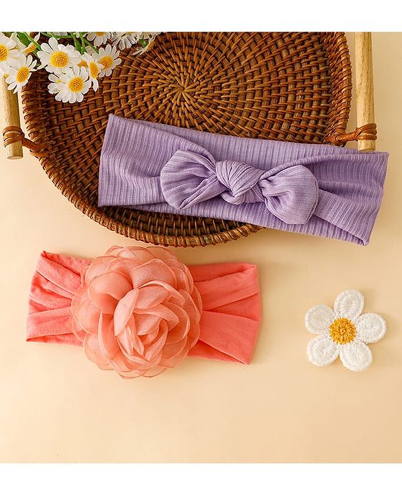 Floral Bow Stretch Baby & Kids Headband - Pink & White