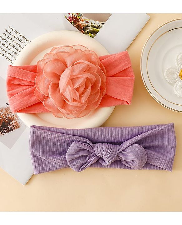 Floral Bow Stretch Baby & Kids Headband - Pink & White
